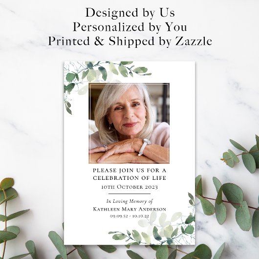 Eucalyptus begrafenisviering van het leven kaart