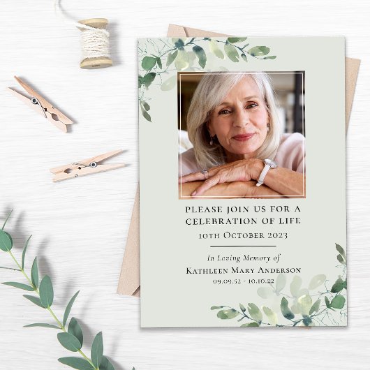 Eucalyptus begrafenisviering van het leven kaart