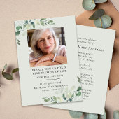 Eucalyptus begrafenisviering van het leven kaart