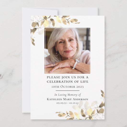 Eucalyptus begrafenisviering van het leven kaart (Voorkant)
