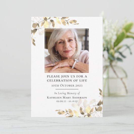 Eucalyptus begrafenisviering van het leven kaart (Staand voorkant)