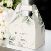 Eucalyptus, beige, groen, bruiloft doos bedankdoosjes