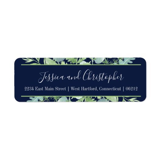 Eucalyptus Berry Bloemen Retouradres Labels Marine (Voorkant)