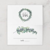 Eucalyptus Berry Botanische Monogram Bruiloft Plaatskaartje (Buitenkant ongevouwen)
