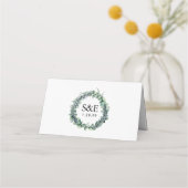 Eucalyptus Berry Botanische Monogram Bruiloft Plaatskaartje (Achterkant)