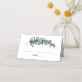 Eucalyptus Berry Botanische Monogram Bruiloft Plaatskaartje (Voorkant)