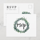 Eucalyptus bessen krans bruiloft RSVP-Briefkaart Uitnodiging Briefkaart (Voorkant / Achterkant)