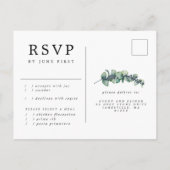 Eucalyptus bessen krans bruiloft RSVP-Briefkaart Uitnodiging Briefkaart (Achterkant)