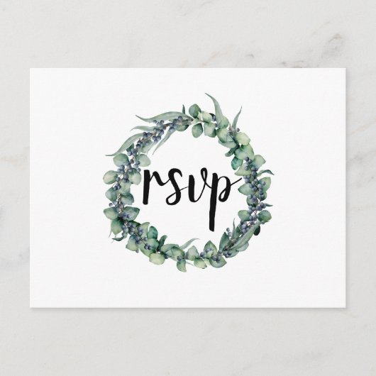 Eucalyptus bessen krans bruiloft RSVP-Briefkaart Uitnodiging Briefkaart (Voorkant)