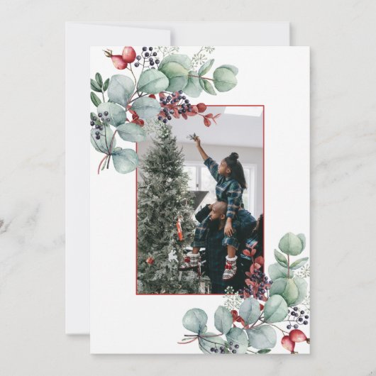 Eucalyptus, Bessen, Spar, 2-Foto Kerstmis Aankondiging (Voorkant)