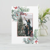 Eucalyptus, Bessen, Spar, 2-Foto Kerstmis Aankondiging (Staand voorkant)