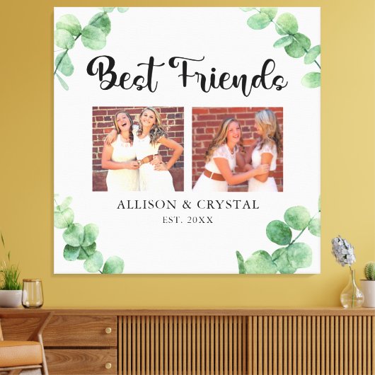 Eucalyptus Best Friends 2 Photo Collage Script BFF Canvas Afdruk (Insitu (Woonkamer))