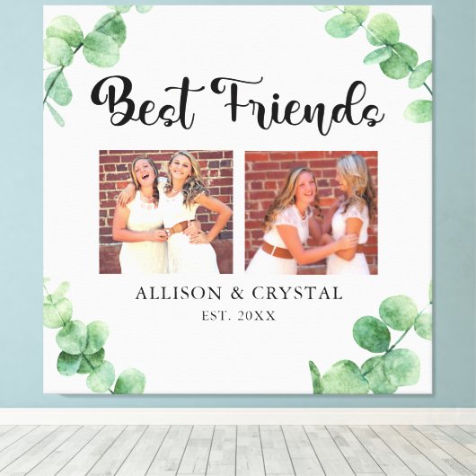 Eucalyptus Best Friends 2 Photo Collage Script BFF Canvas Afdruk (Insitu (Houten vloer))