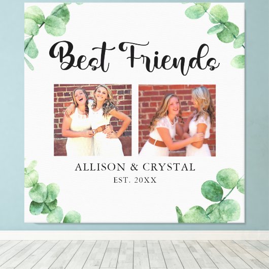 Eucalyptus Best Friends 2 Photo Collage Script BFF Canvas Afdruk (Insitu (Houten vloer))