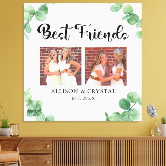 Eucalyptus Best Friends 2 Photo Collage Script BFF Canvas Afdruk (Insitu (Woonkamer))