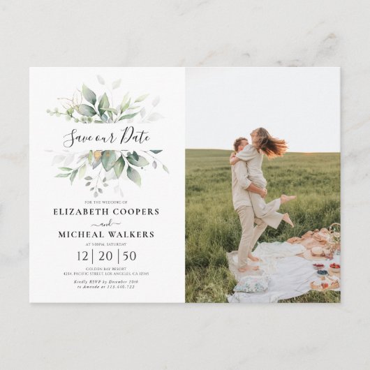 Eucalyptus Bewaar de datum met Foto Briefkaart (Voorkant)