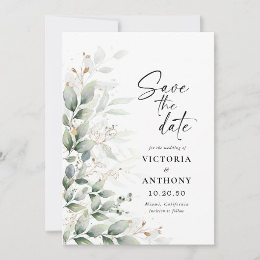 Eucalyptus Bewaar de Datum met Foto Vlakke Kaart (Voorkant)