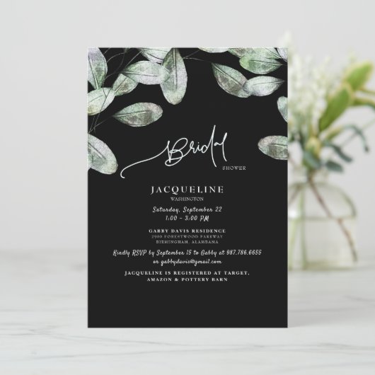 Eucalyptus Black Bruid Douche Kaart (Staand voorkant)