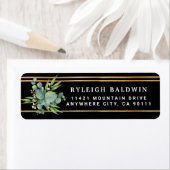 Eucalyptus Black Gold Stripes Return Address Label (Insitu)