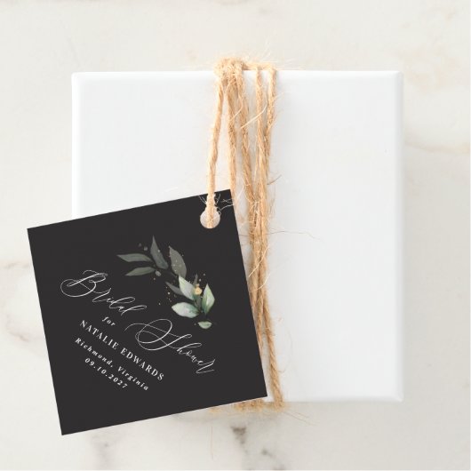 Eucalyptus Black gold vrijgezellenfeest Bedankjes Labels (In situ)