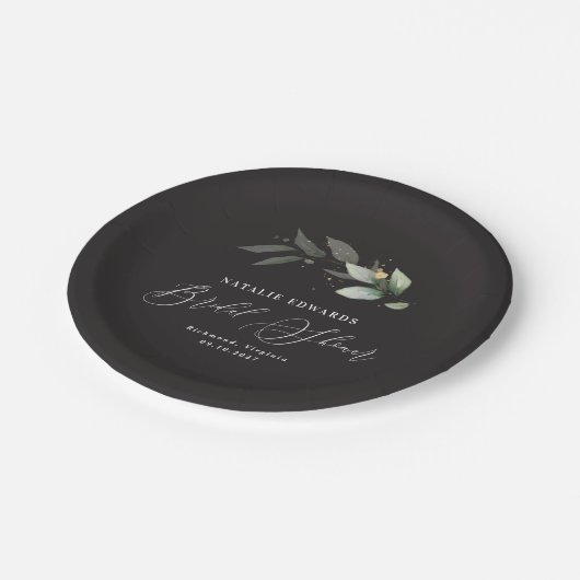 Eucalyptus black Gold vrijgezellenfeest bord (Gekanteld)