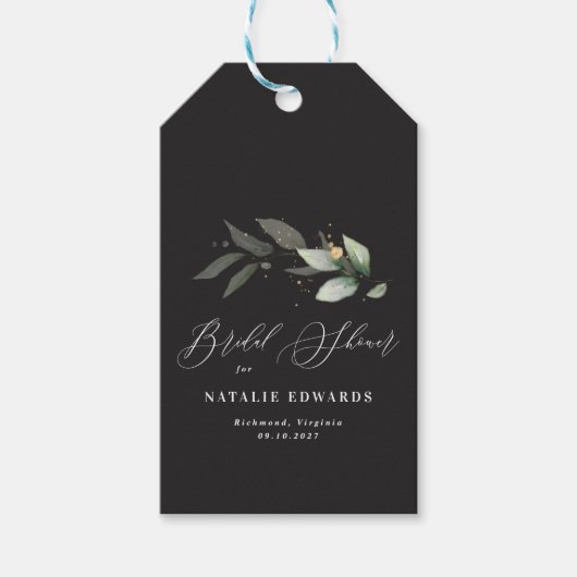 Eucalyptus Black gold vrijgezellenfeest Cadeaulabel (Voorkant)