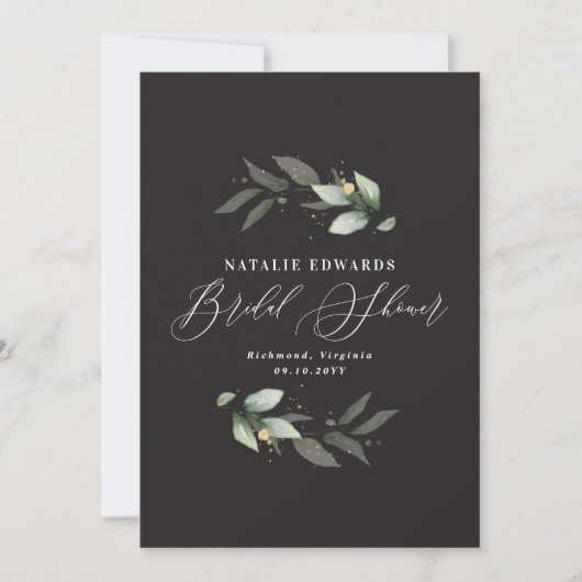 Eucalyptus Black gold vrijgezellenfeest Save The Date (Voorkant)