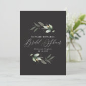 Eucalyptus Black gold vrijgezellenfeest Save The Date (Staand voorkant)