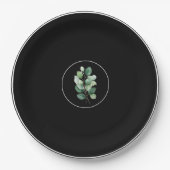  Eucalyptus Black Upscale Wedding Paper Plates Papieren Bordje (Voorkant)