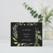 Eucalyptus Black Weddencode QR-code Save the Date Aankondigingskaart (Staand voorkant)
