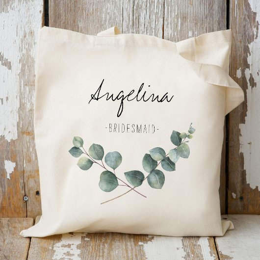 Eucalyptus blad bruidsmeisje gunstbewijs tote bag
