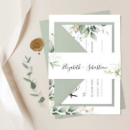 Eucalyptus blad bruiloft uitnodiging buik band uitnodigingen wikkel