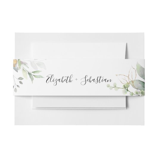 Eucalyptus blad bruiloft uitnodiging buik band uitnodigingen wikkel (Voorkant Voorbeeld)
