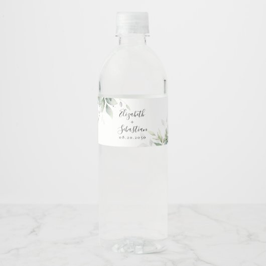Eucalyptus blad bruiloft water fles labels waterfles etiket (Voorkant)