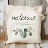 Eucalyptus blad bruiloft welkom cadeau tote bag