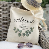 Eucalyptus blad bruiloft welkom gunst tote bag