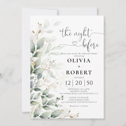 Eucalyptus blad de avond voor de uitnodiging (Voorkant)