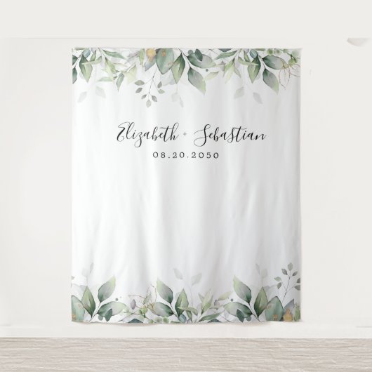 Eucalyptus blad groen bruiloft achtergronden wandkleed (Voorkant)