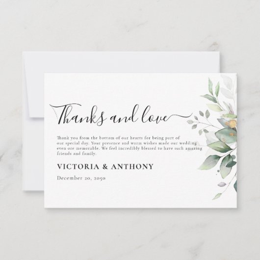 Eucalyptus blad groen bruiloft dank u kaarten (Voorkant)