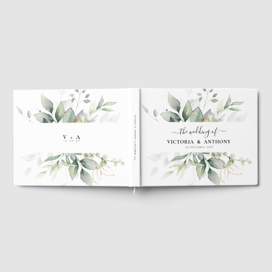 Eucalyptus blad groen bruiloft gastenboek (Volledig)