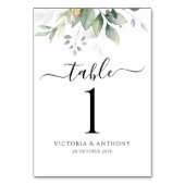 Eucalyptus Blad Groen Bruiloft Tafelnummers (Achterkant)
