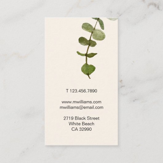 Eucalyptus blad modern visitekaartje (Achterkant)