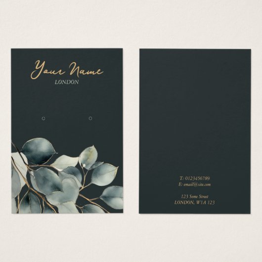 Eucalyptus blad oorbel display kaart (Voorkant /achterkant)