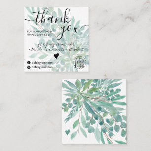 Eucalyptus blad waterverf groene orde dank u vierkante visitekaartje