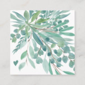 Eucalyptus blad waterverf groene orde dank u vierkante visitekaartje (Achterkant)