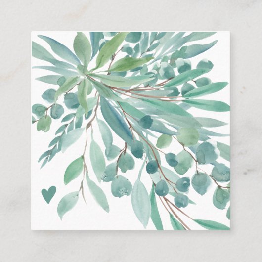 Eucalyptus blad waterverf groene orde dank u vierkante visitekaartje (Achterkant)