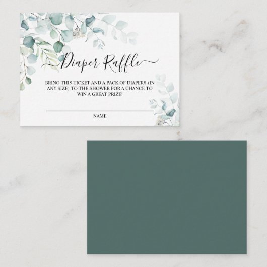 Eucalyptus Bladeren Baby Shower Luier Raffelkaart Informatiekaartje (Voorkant / Achterkant)