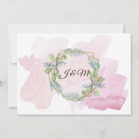 Eucalyptus bladeren blush moderne Waterverf bruilo Kaart (Achterkant)