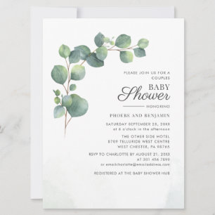 Eucalyptus Bladeren Botanische Koppel Baby Shower Kaart