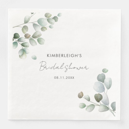 Eucalyptus Bladeren Bruidsborrel Servet (Voorkant)